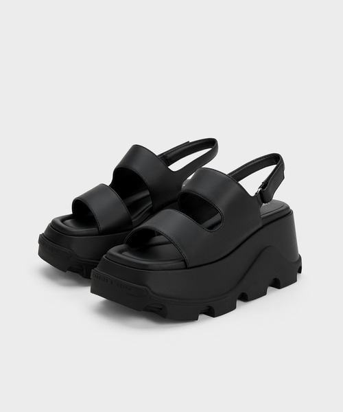 Charles&Keith☆アシメトリック プラットフォームサンダル CHARLES & KEITH サンダル アシメトリック プラットフォーム