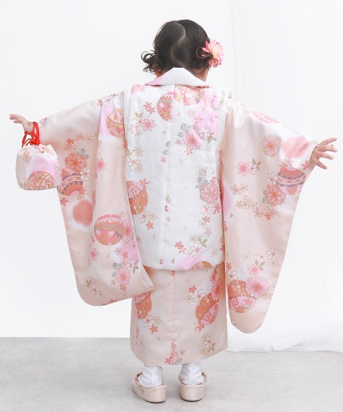 七五三 3歳 くすみカラー ピンク キョウエツ KYOETSU 七五三 着物 3歳 女の子 【全て揃った豪華9点フルセット