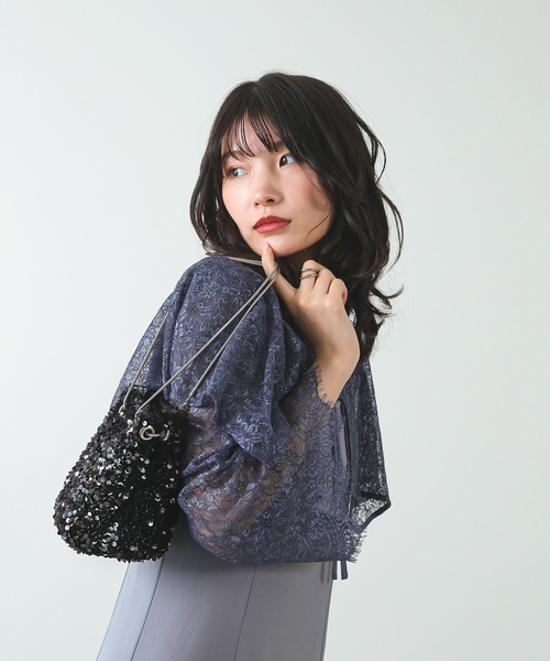 Kana ハンドバッグ スパンコール 2way 巾着 内ポケット付き