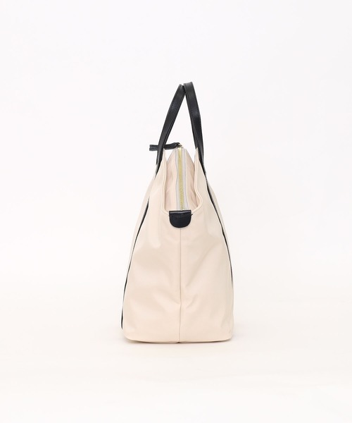 COOCO トートバッグ ナイロン×牛革ラウンドトートバッグ