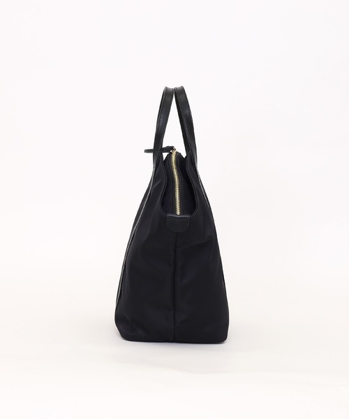 COOCO トートバッグ ナイロン×牛革ラウンドトートバッグ