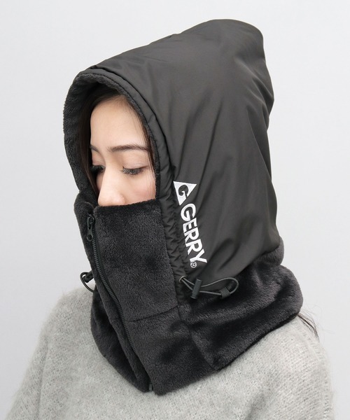 マイビューティランドレット　ダウンフードネックウォーマー　ブラック　フリース裏地 マイビューティランドレット ダウンフードネックウォーマー ブラック