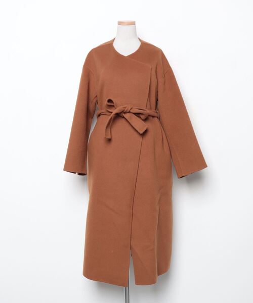 Spick & Span」 ノーカラーコート 36 キャメル レディース : 80720297 