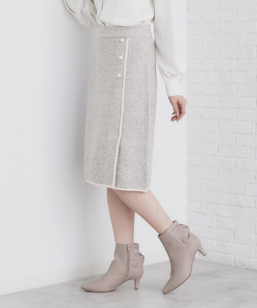 index（インデックス） スカート 「美人百花掲載」パール調ツイード