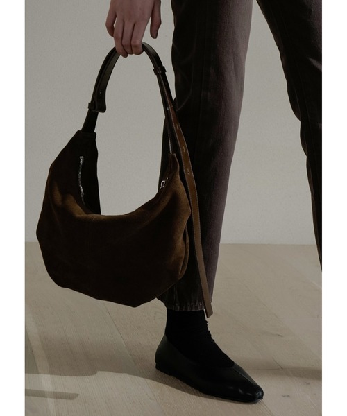 ●NOTHING WRITTEN●SHOULDER LEATHER BAG バッグ スエード 3RD / Medium shoulder hobo bag (Black suede) - Nothing written