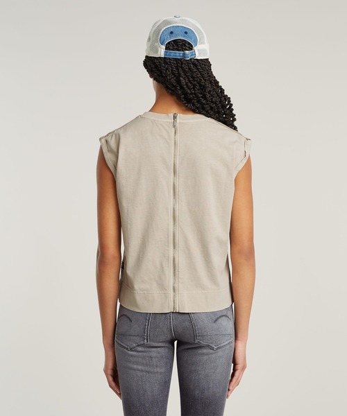 G-STAR RAW (ジースターロゥ) HOLIDAY BACK CLOSURE TOP (ホリデーバッククロージャートップ) サステナブル スモック デニムシャツ G-STAR RAW (ジースターロゥ) HOLIDAY BACK CLOSURE TOP