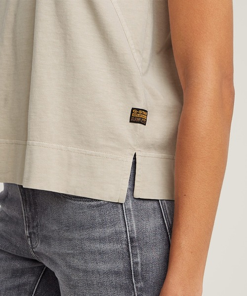G-STAR RAW tシャツ BACK ZIP OVERDYED TOP/バックジップオーバー
