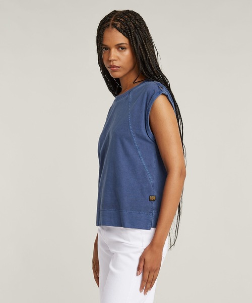 G-STAR RAW tシャツ BACK ZIP OVERDYED TOP/バックジップ