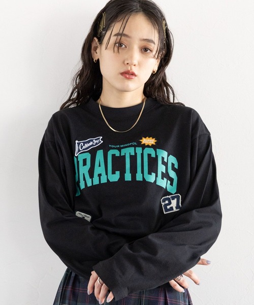 RAGEBLUE（レイジブルー） tシャツ ワッペン刺繍/カレッジロゴロングT