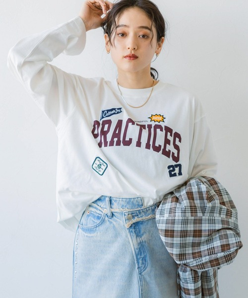 RAGEBLUE（レイジブルー） tシャツ ワッペン刺繍/カレッジロゴロングT