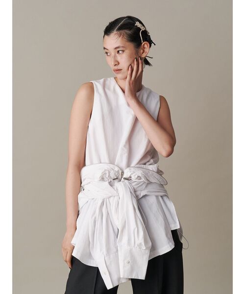 UN3D. ブラウス シャツ WAVE SHIRRING 2WAY SH「セットアップ着用可能 