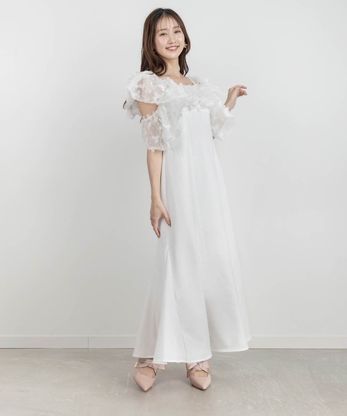 Ronda ワンピース WEB限定】インドレース柄刺繍ワンピース