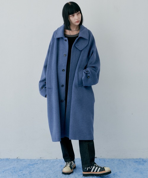 「AIVER」 ステンカラーコート SMALL ブラック メンズ_画像4