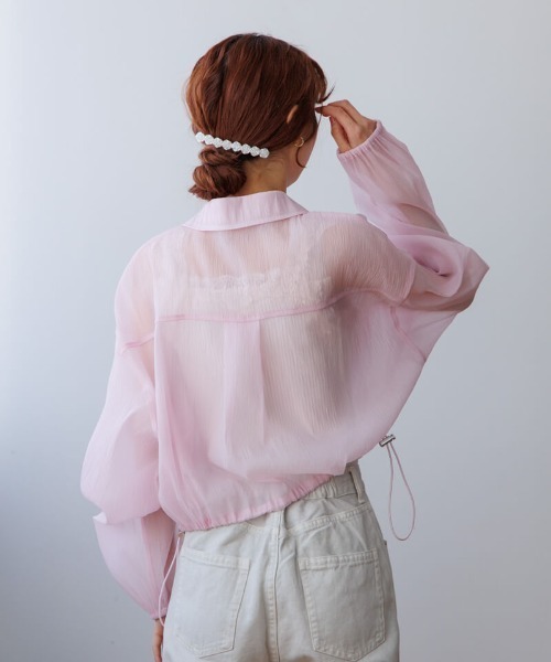 flower ブラウス シャツ ショートシアーシャツ レディース : ZOZOTOWN