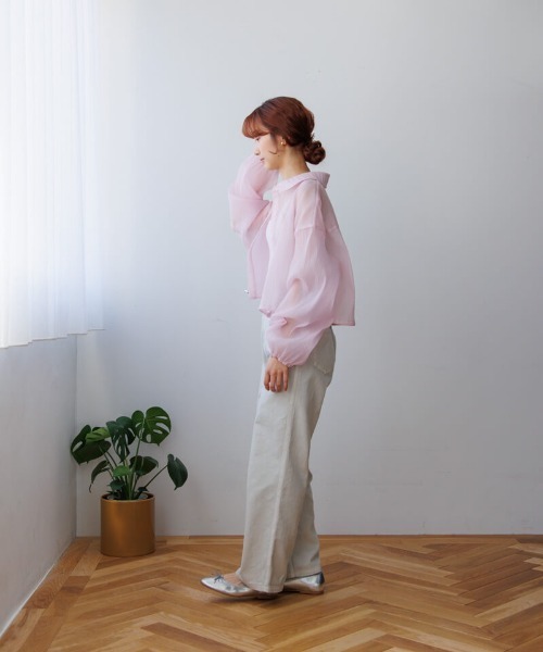 flower ブラウス シャツ ショートシアーシャツ レディース : ZOZOTOWN 