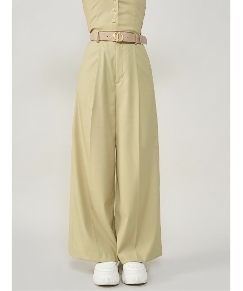 新品タグ付き ダーリッチ レースドッキングワイドスラックスパンツ M ベージュ レースドッキングワイドスラックスパンツ（その他パンツ