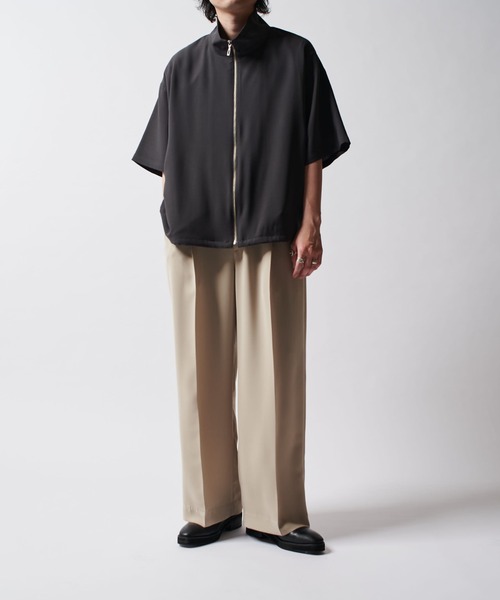 Lui’s ロングシャツコート 半袖 フリーサイズ Lui's シャツ ショートスリーブZIPシャツ（半袖シャツ） メンズ