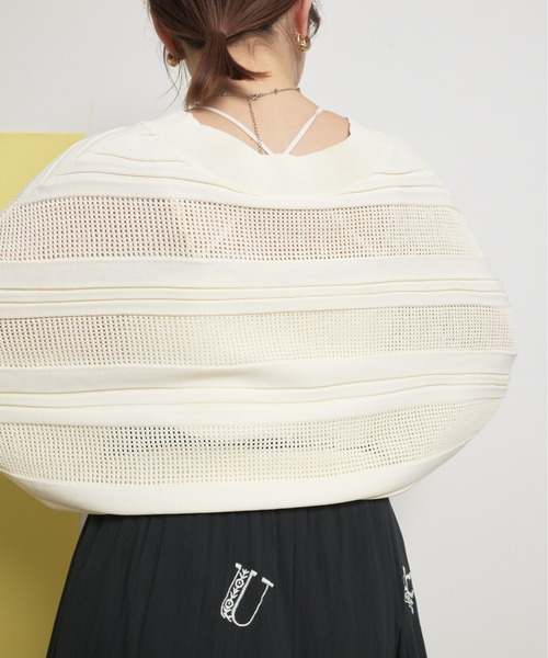 palm RICHE カーディガン ドルマンボーダー コンパクトメッシュ