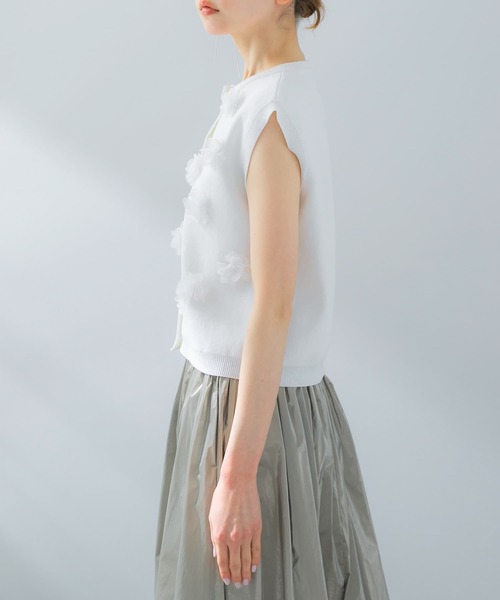 ベスト ジレ モチーフ使いニットベスト レディース PINK HOUSE ベスト ジレ ひな菊モチーフ使いニットベスト