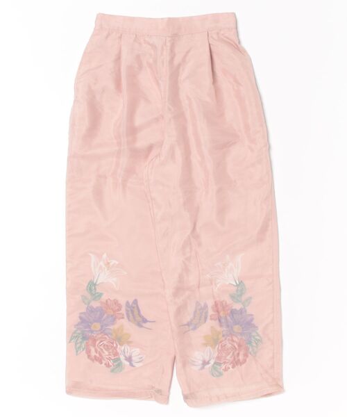 イズスカラー551228：花蝶柄シアー重ねスラックスパンツ 551228：花蝶柄シアー重ねスラックスパンツの通販-ScoLar