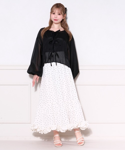 19SS yori ダブルフレア リボン ブラウス ジレ ASHLEYlauren 11638 Shimmer Jersey Gown with Corset