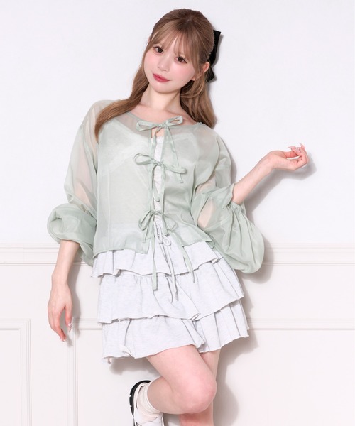 apres jour ブラウス シャツ シアーリボンブラウス レディース