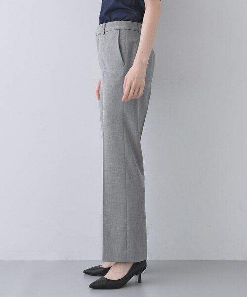 INDIVI パンツスーツ 38 グレー 定番スーツ／UVケア／洗える】ウール調タックテーパードパンツ（パンツ