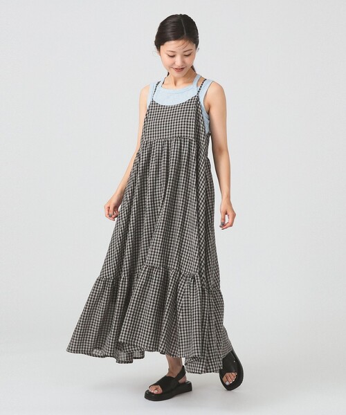 Ray BEAMS ワッシャー チェック キャミワンピース Ray BEAMS（レイ ビームス）ワッシャー チェック キャミ