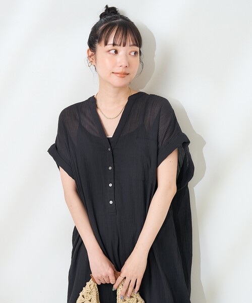 FREAK'S STORE シャツワンピース インド コットンクレープ