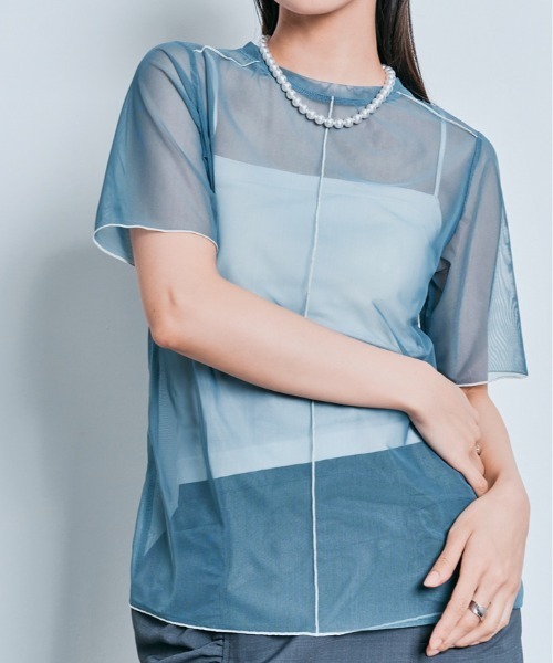 tシャツ AGAWD バイカラーシアートップス　 レディース メンズ AGAWD tシャツ バイカラーシアートップス レディース メンズ