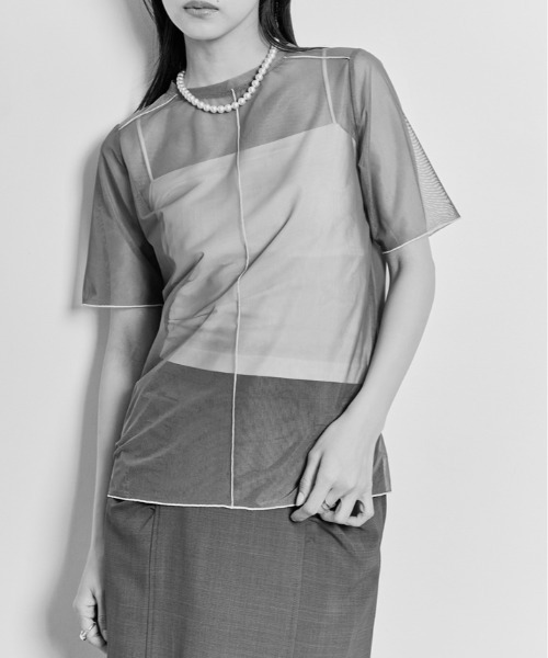 tシャツ 「PLUS」シアードッキングトップス レディース AZUL BY MOUSSY | 【PLUS】シアードッキングトップス (Tシャツ
