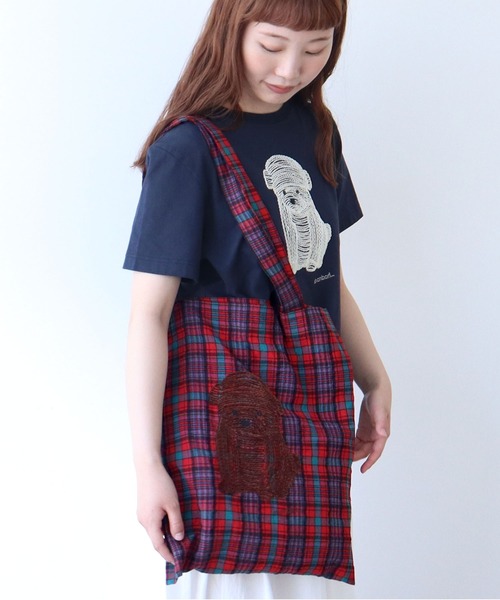 【トト】しょんぼり犬刺繍Tシャツ&トートバッグ bulle de savon（ビュルデサボン） トートバッグ しょんぼり犬刺繍