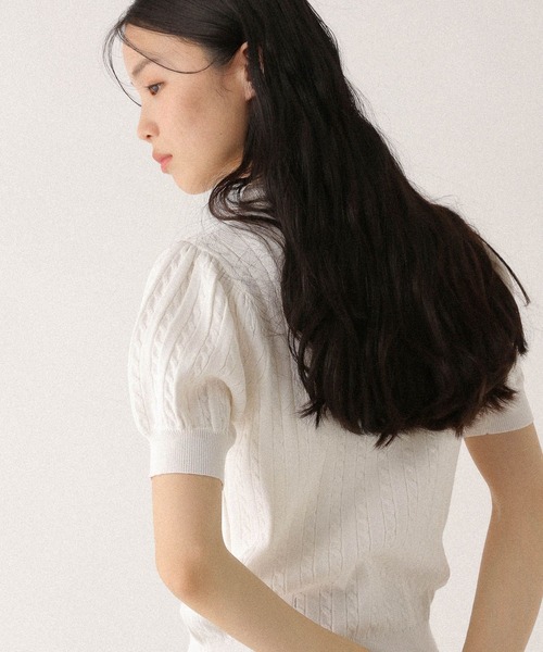 ニット セーター Wカラーポロニット（半袖）　497363 レディース Heather ニット セーター Wカラーポロニット（半袖） 497363