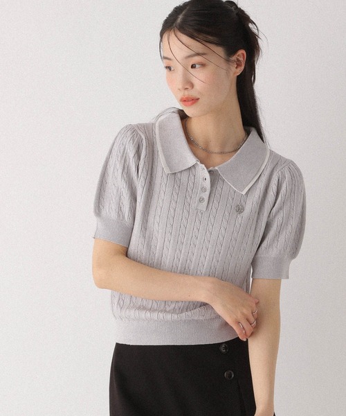 レディース　CASTEBAJAC 半袖　ニット　サイズ2 Heather ニット セーター Wカラーポロニット（半袖） 497363