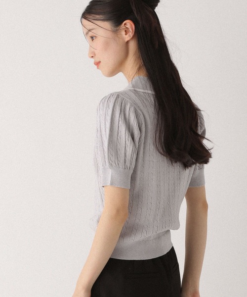 Heather ニット セーター Wカラーポロニット（半袖） 497363