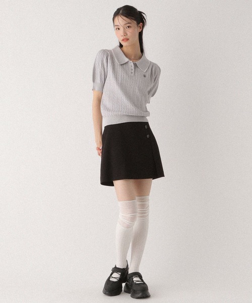 Heather ニット セーター Wカラーポロニット（半袖） 497363