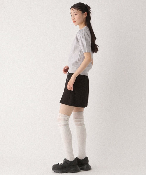 Heather ニット セーター Wカラーポロニット（半袖） 497363
