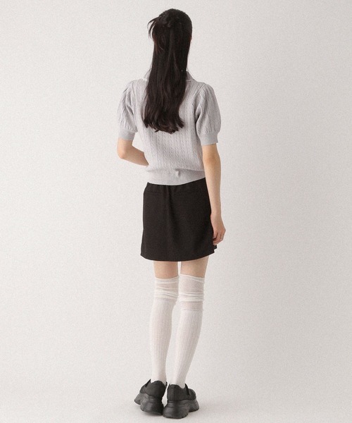 Heather ニット セーター Wカラーポロニット（半袖） 497363