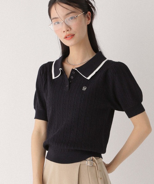 Heather ニット セーター Wカラーポロニット（半袖） 497363