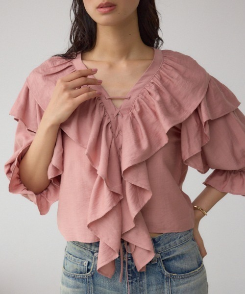 moussy ラッフルカラーシャツ AZUL BY MOUSSY（アズールバイマウジー） ブラウス シャツ ラッフル