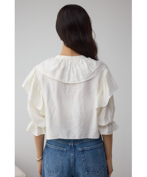 イエローフリルブラウス 長袖 MOUSSY MOUSSY ブラウス シャツ EYELET RUFFLE レディース : ZOZOTOWN
