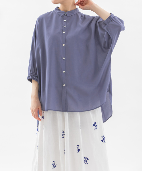 ブラウス シャツ Cloche COOL ローン6分袖シアーシャツ レディース