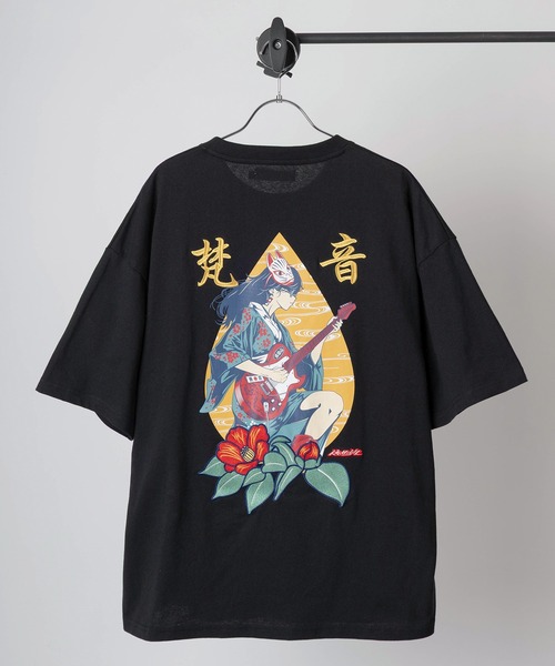 tシャツ 「84」「休日少女」 和柄デザイン 刺繍ミックス バック