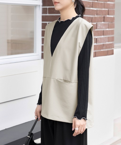 ベスト ジレ 深めVネックオーバーサイズベスト レディース : ZOZOTOWN