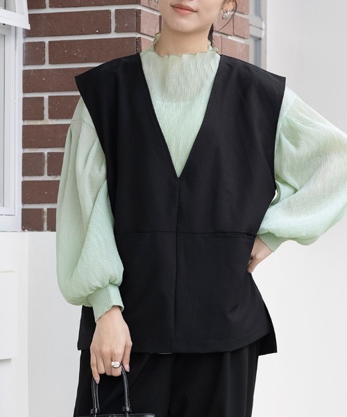 ベスト ジレ 深めVネックオーバーサイズベスト レディース : ZOZOTOWN