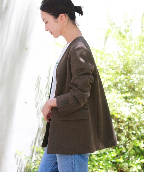 「JOURNAL STANDARD relume」 ノーカラージャケット 36 ブラウン レディース