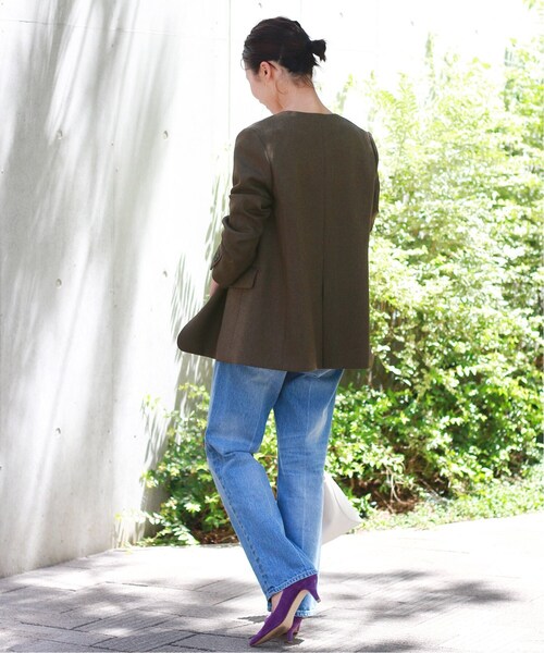 「JOURNAL STANDARD relume」 ノーカラージャケット 36 ブラウン レディース