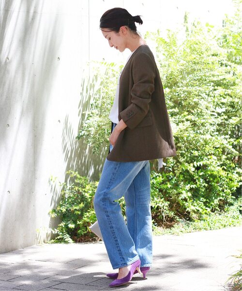 「JOURNAL STANDARD relume」 ノーカラージャケット 36 ブラウン レディース