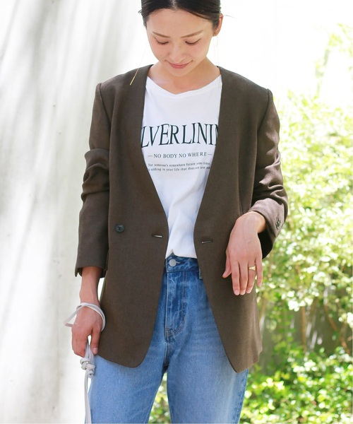 「JOURNAL STANDARD relume」 ノーカラージャケット 36 ブラウン レディース