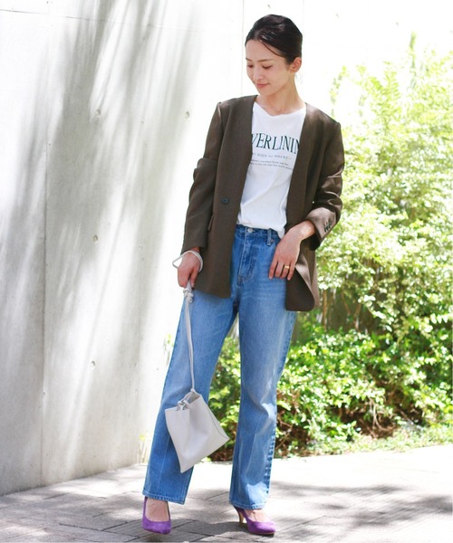 「JOURNAL STANDARD relume」 ノーカラージャケット 36 ブラウン レディース